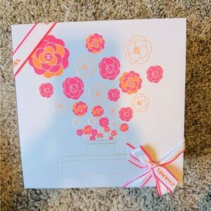 CHANEL White Box with Pink and Orange Floral Design